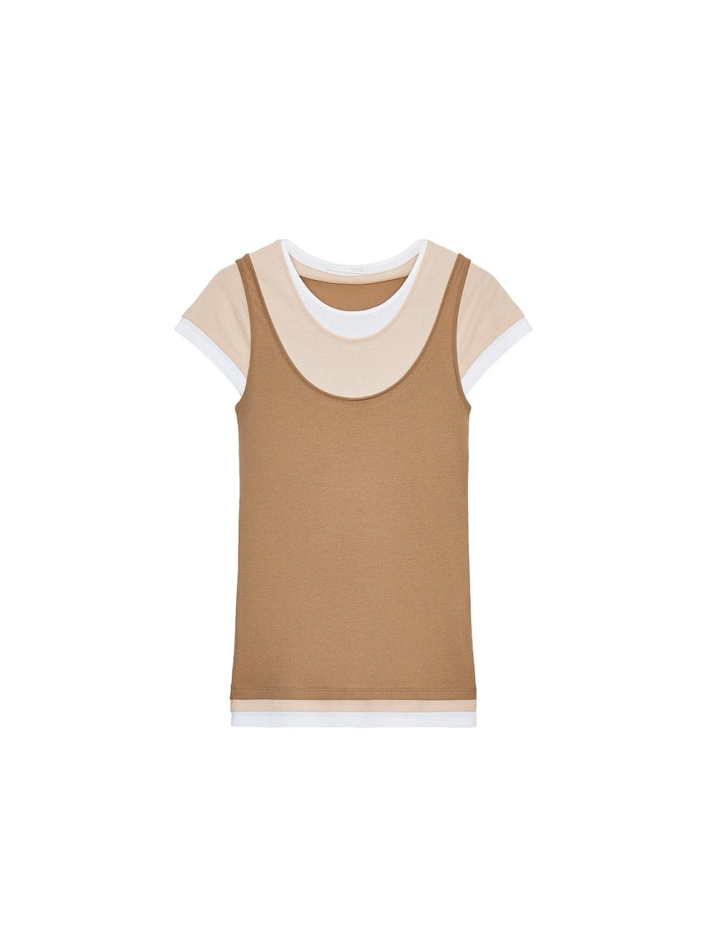 Zara Contrast Overlay T-Shirt - Light Brown